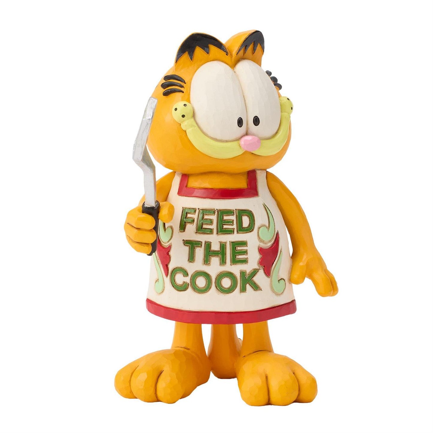 Garfield wearing a Feed the Cook Apron holding a Spatula