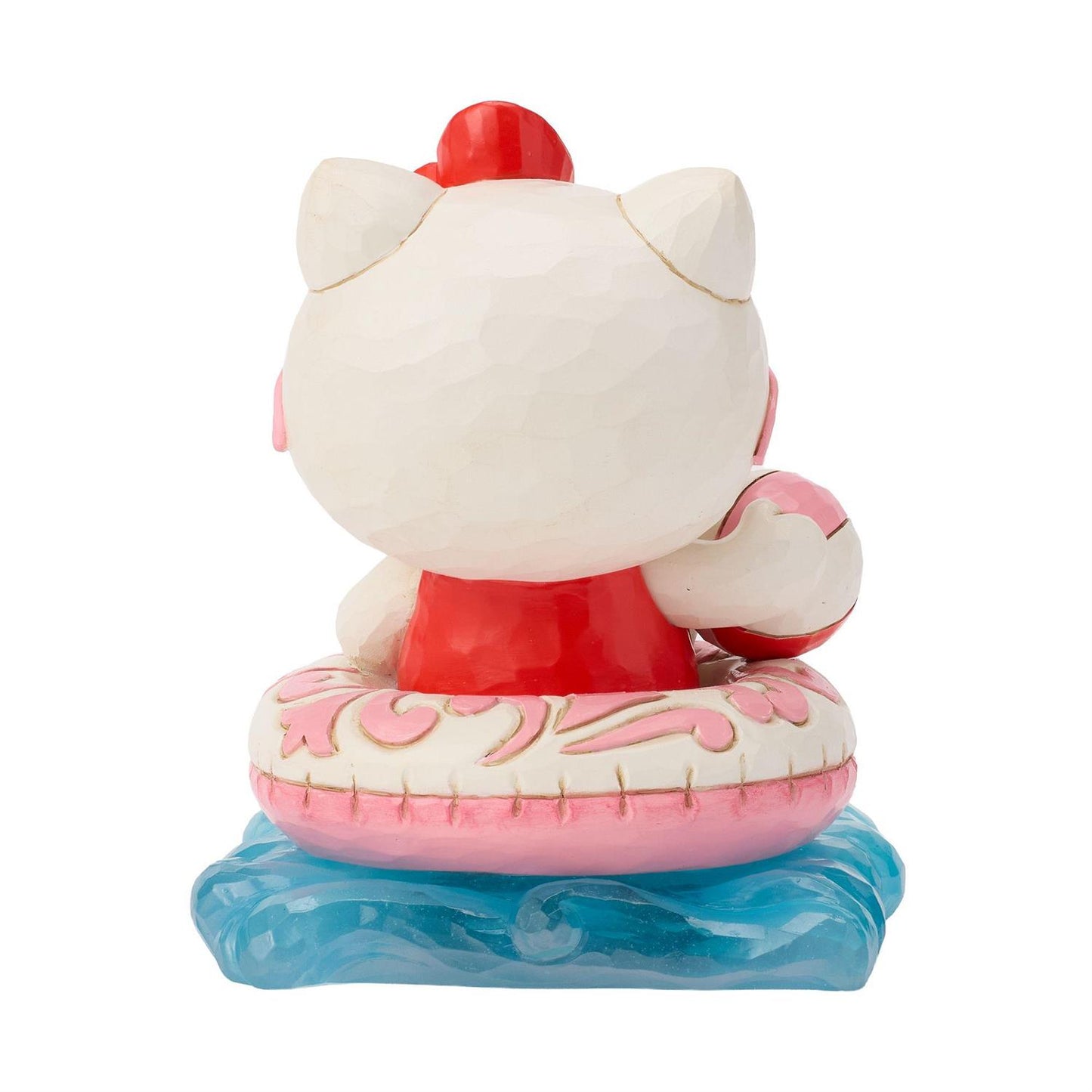 Hello Kitty wearing her shades, relaxing in her Floatie and holding a beach ball