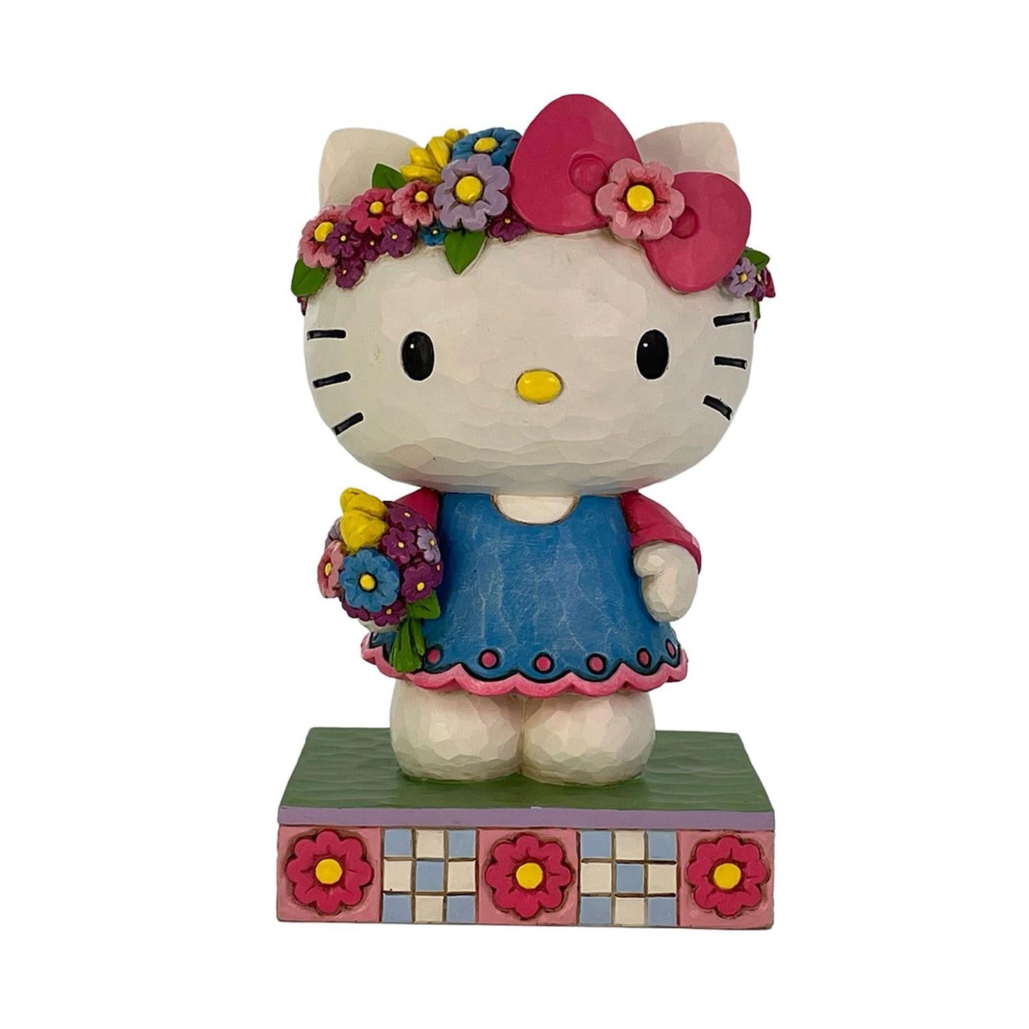 Hello Kitty wearing a Flower Crown and holding a bouquet of Flowers