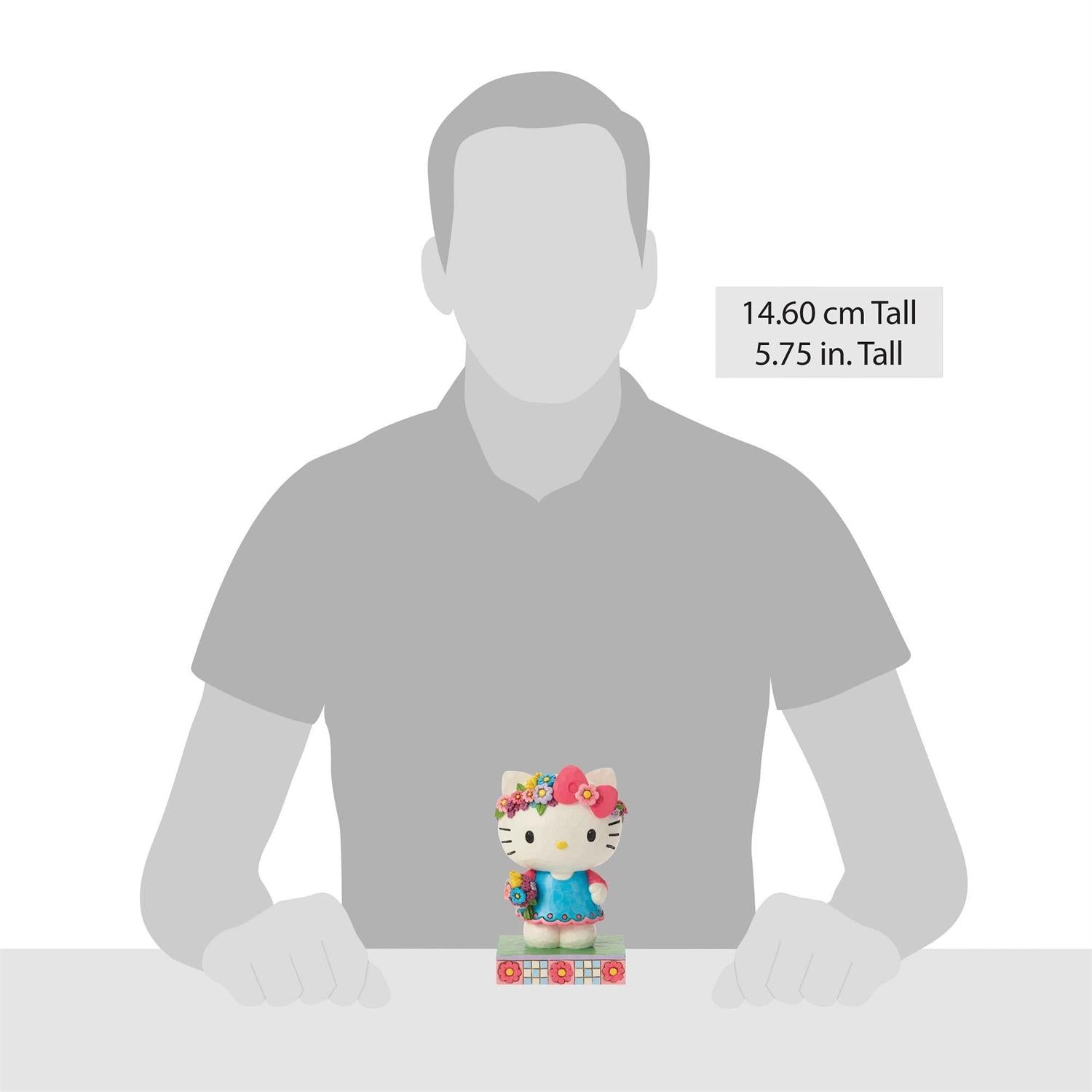 Hello Kitty wearing a Flower Crown and holding a bouquet of Flowers