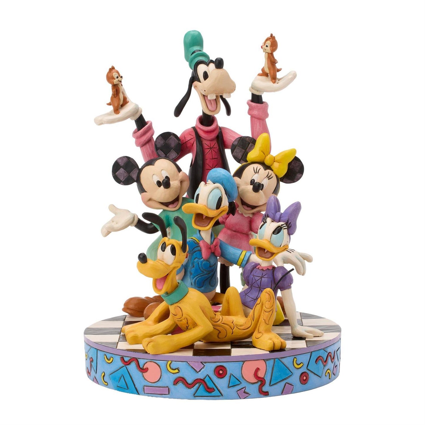 Mickey, Donald, Minnie, Daisy, Pluto, Goofy, Chip and Dale in a 90's Retro Inspired Scene