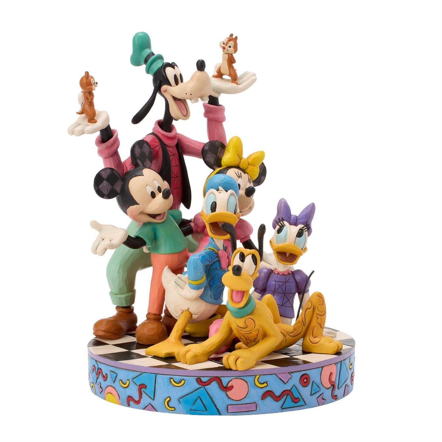 Mickey, Donald, Minnie, Daisy, Pluto, Goofy, Chip and Dale in a 90's Retro Inspired Scene