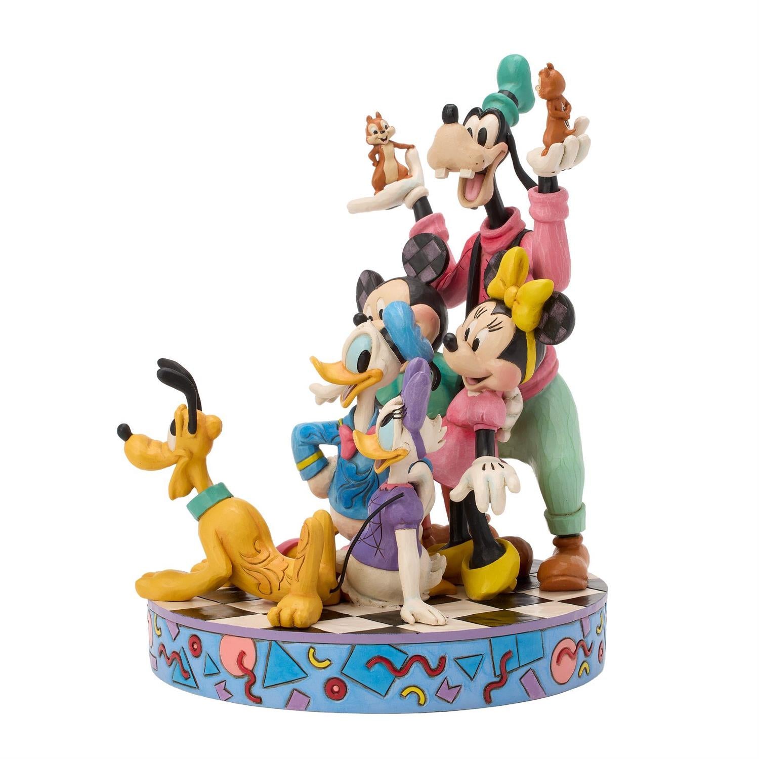 Mickey, Donald, Minnie, Daisy, Pluto, Goofy, Chip and Dale in a 90's Retro Inspired Scene
