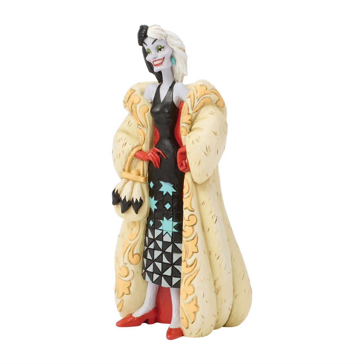 Cruella dazzles in this fashion forward design inspired by the iconic 101 Dalmations Villian