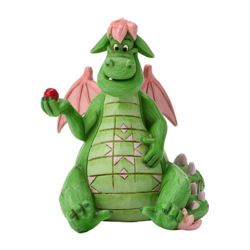 Elliott the Dragon holding an Apple