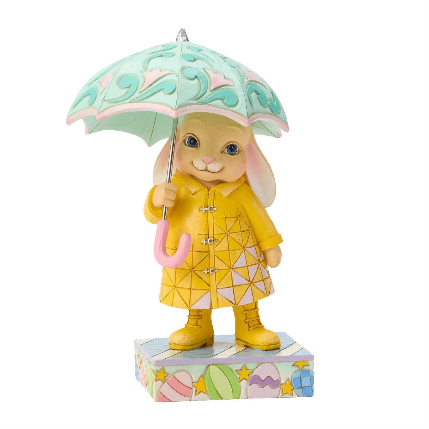 Bunny in Rain Coat and Boots holding an Umbrella