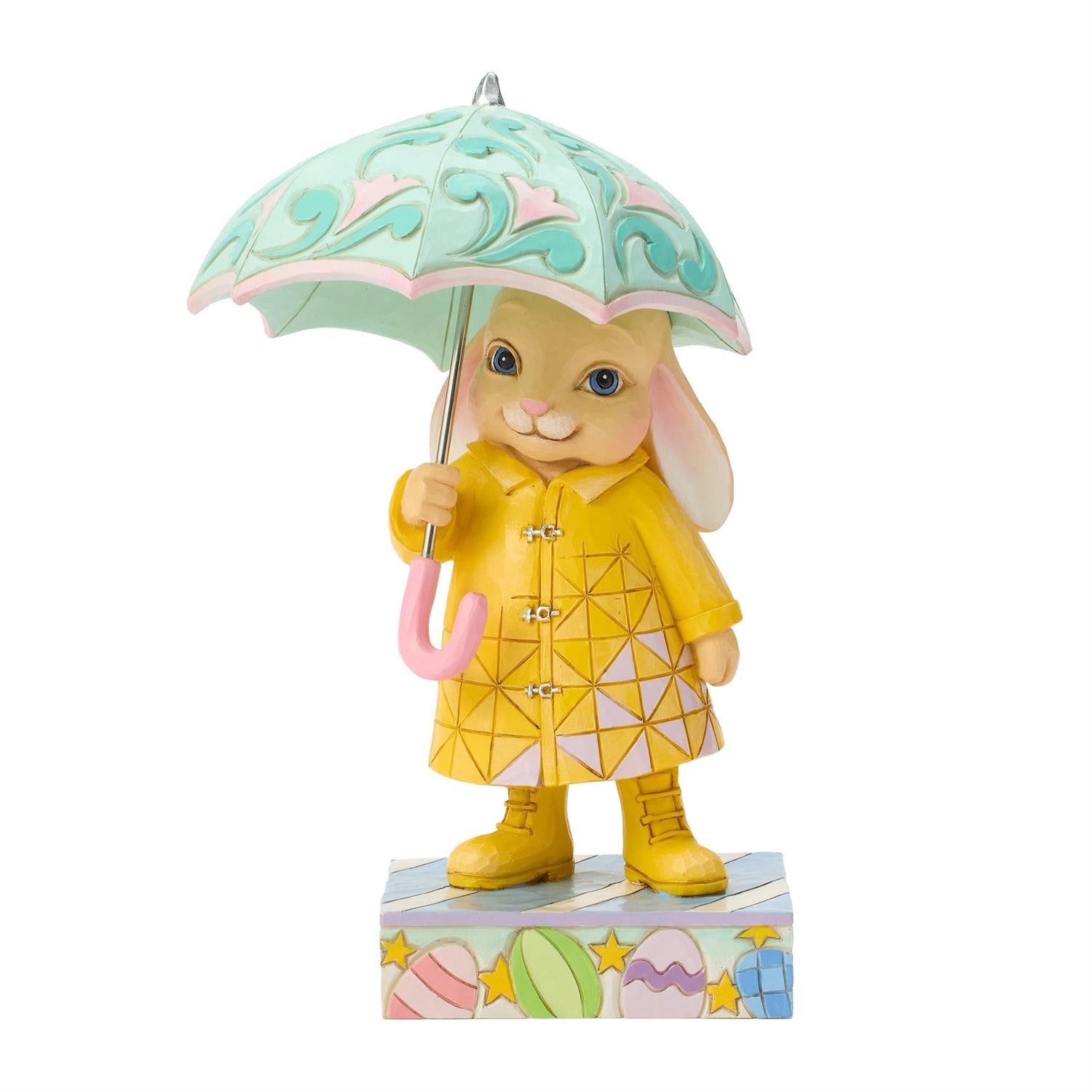 Bunny in Rain Coat and Boots holding an Umbrella