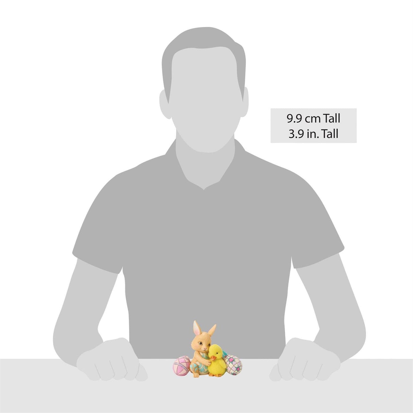 Bunny hugging a Duckling surronded by Easter Eggs