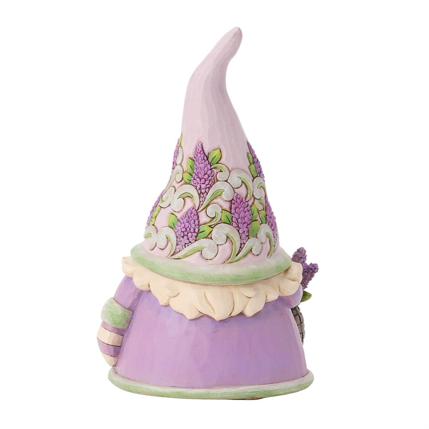 Gnome holding a basket of Lilacs