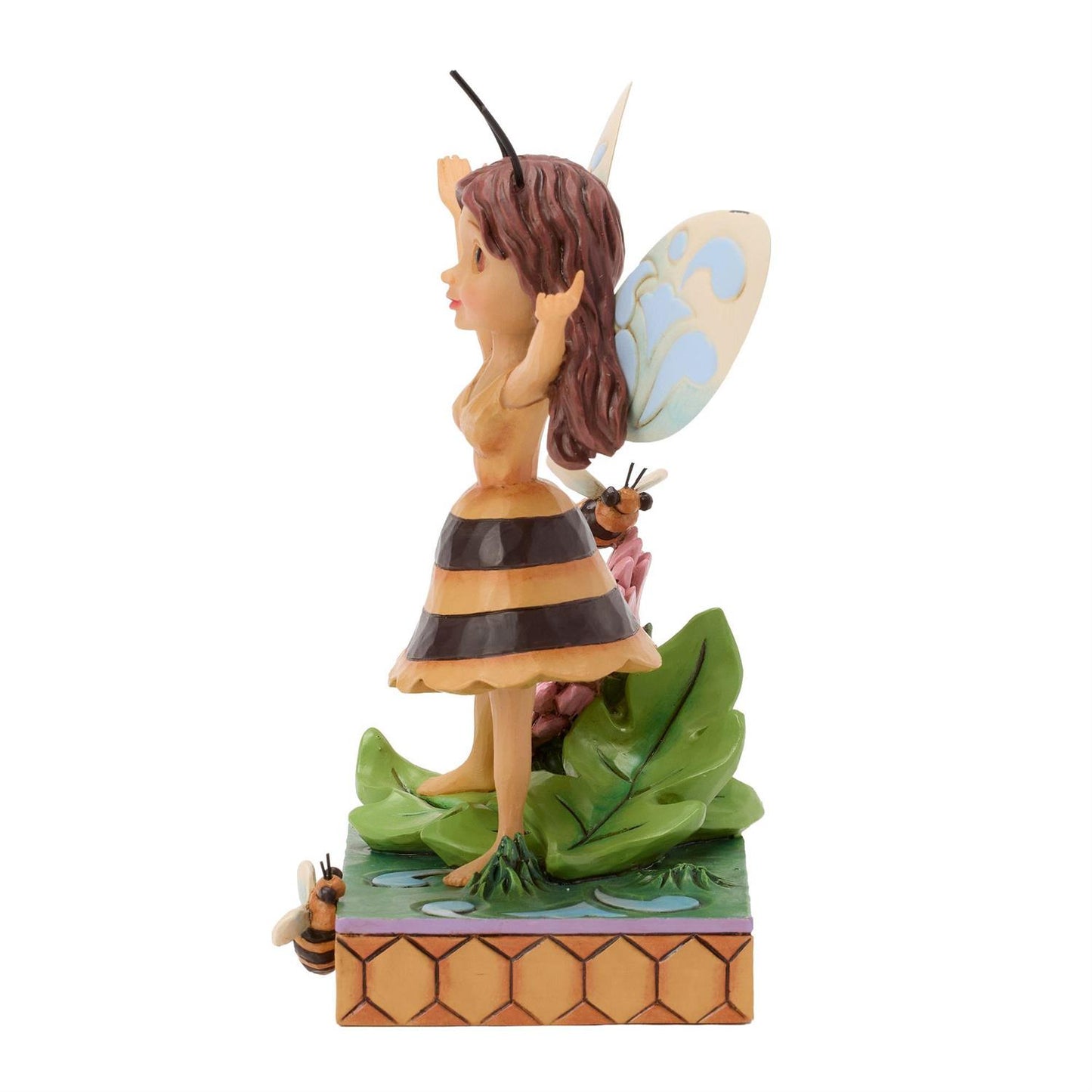 Bumblebee Fairy next to a Pink Flower