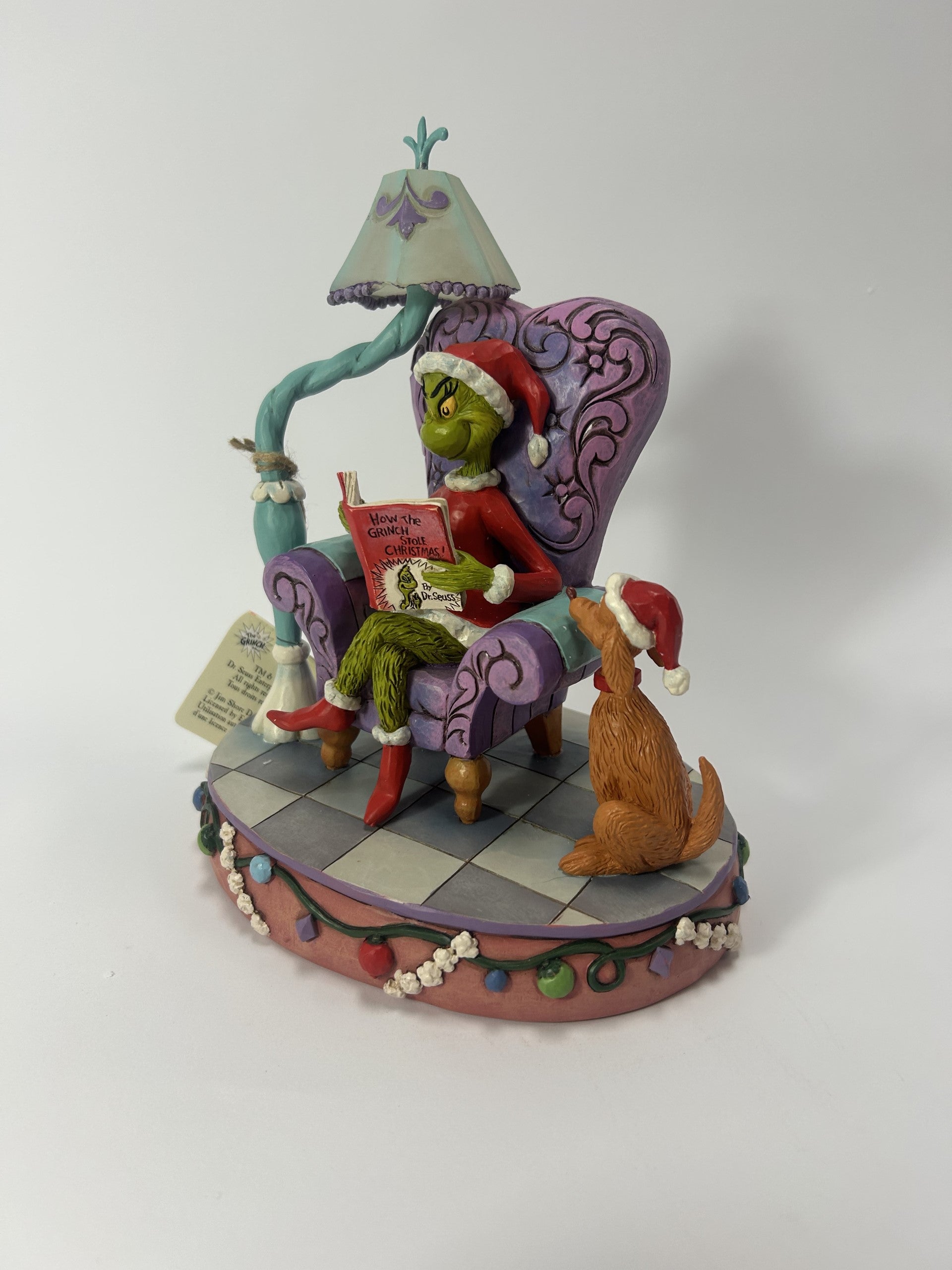 DAMAGED - Grinch in Chair with Lamp - Country N More Gifts