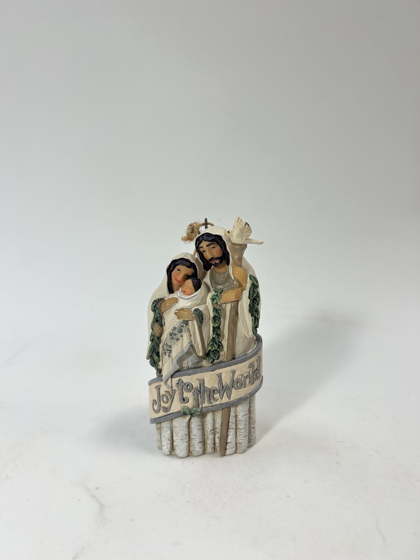 DAMAGED - White Woodland Holy Family Orn - Country N More Gifts