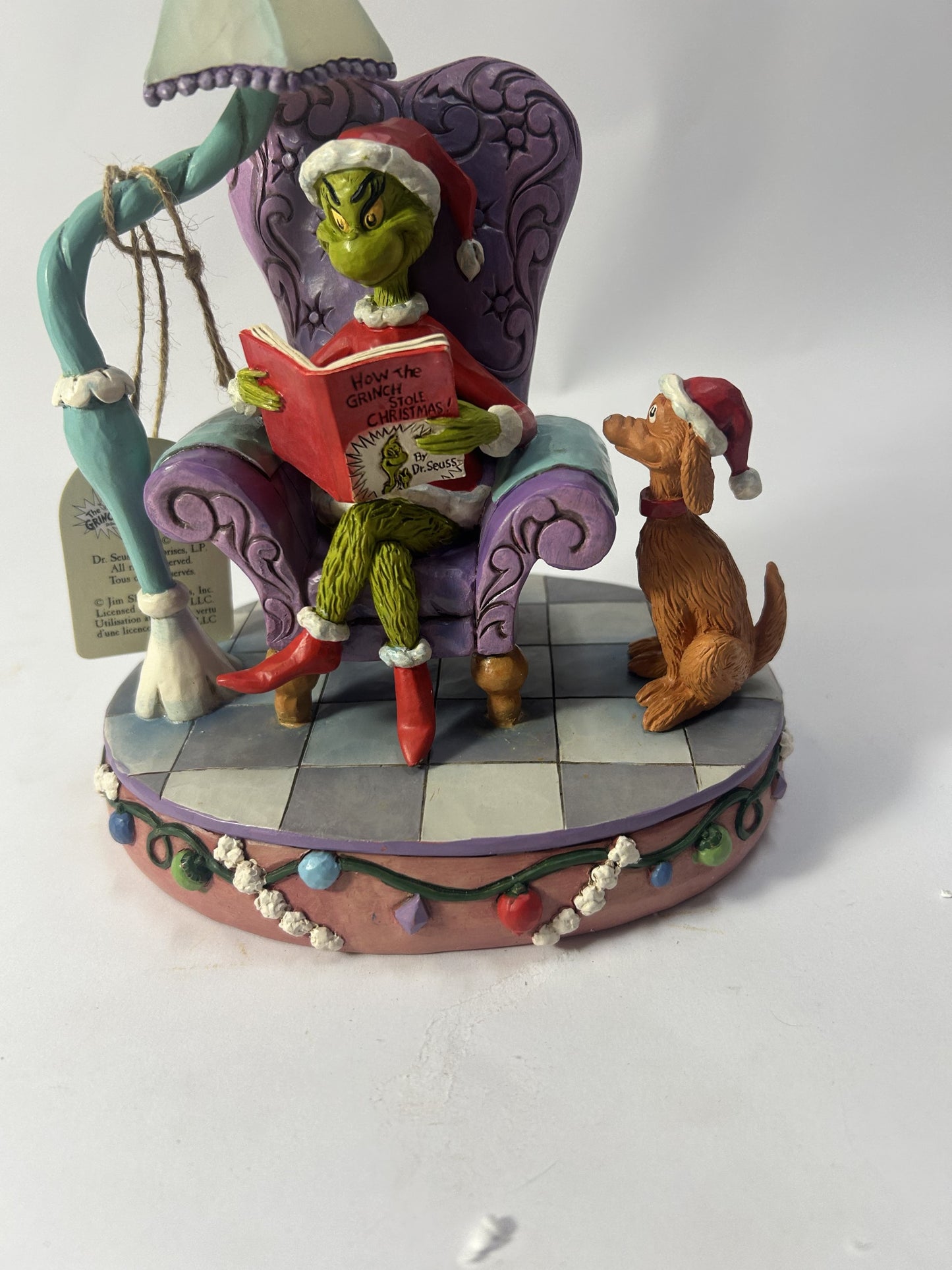 DAMAGED - Grinch in Chair with Lamp - Country N More Gifts