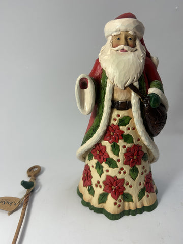 DAMAGED - Beautiful Christmas - Santa With Poinsettia - Country N More Gifts