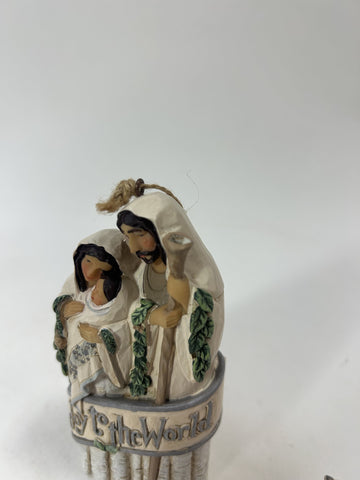 DAMAGED - White Woodland Holy Family Orn - Country N More Gifts