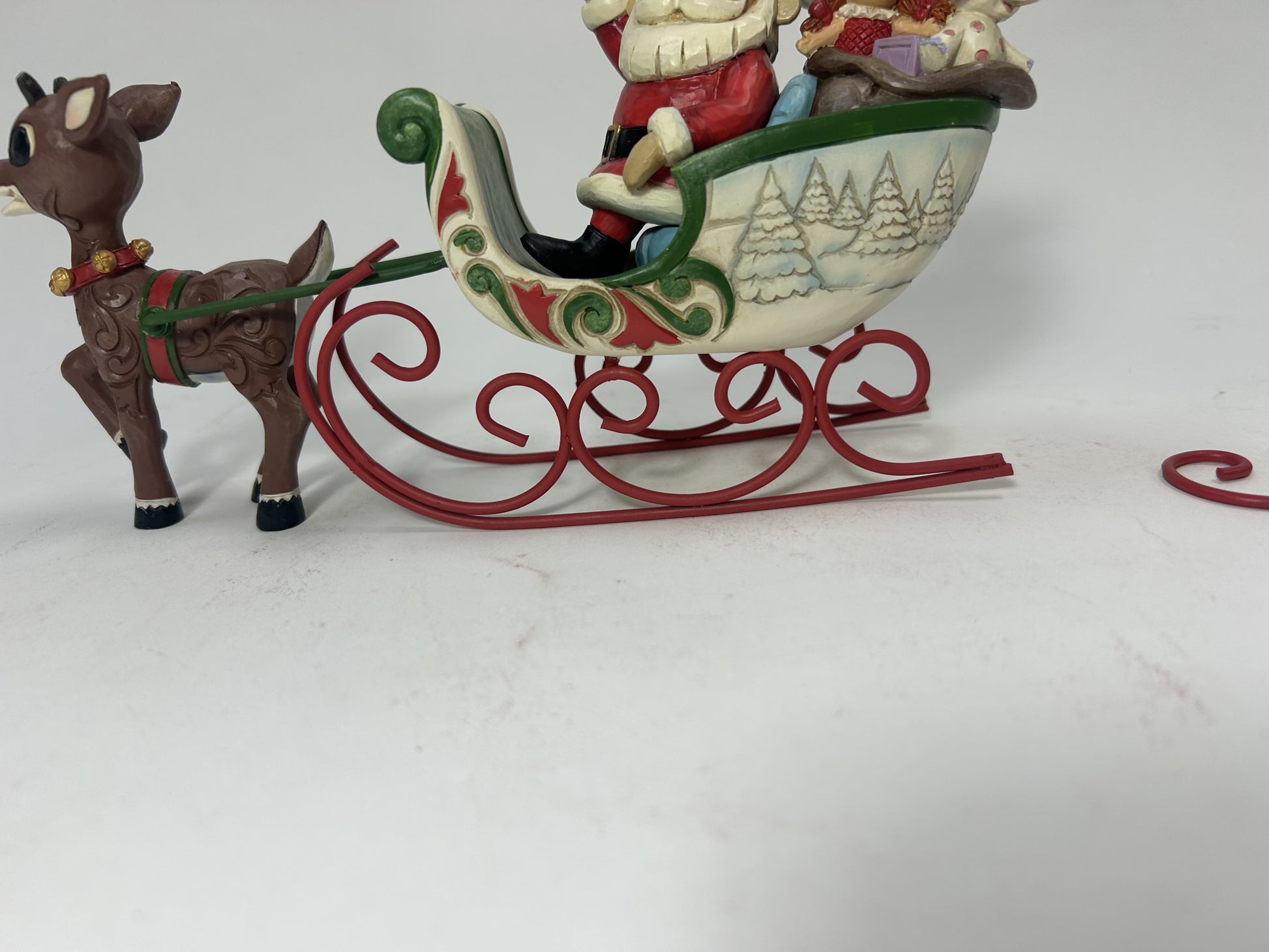 DAMAGED - Rudolph Pulling Santa in Sled - Country N More Gifts