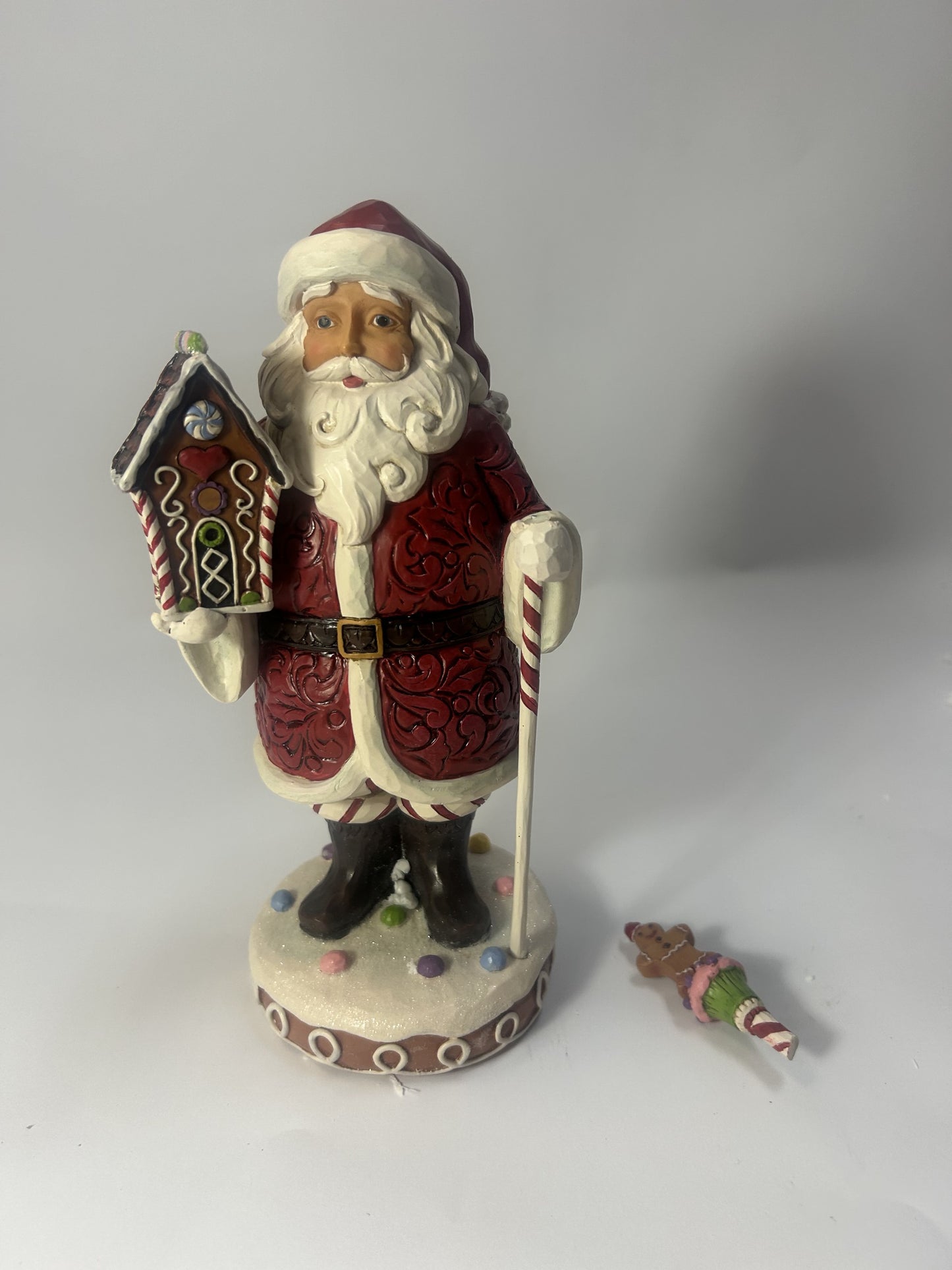 DAMAGED - Gingerbread Santa With Staff Figurine