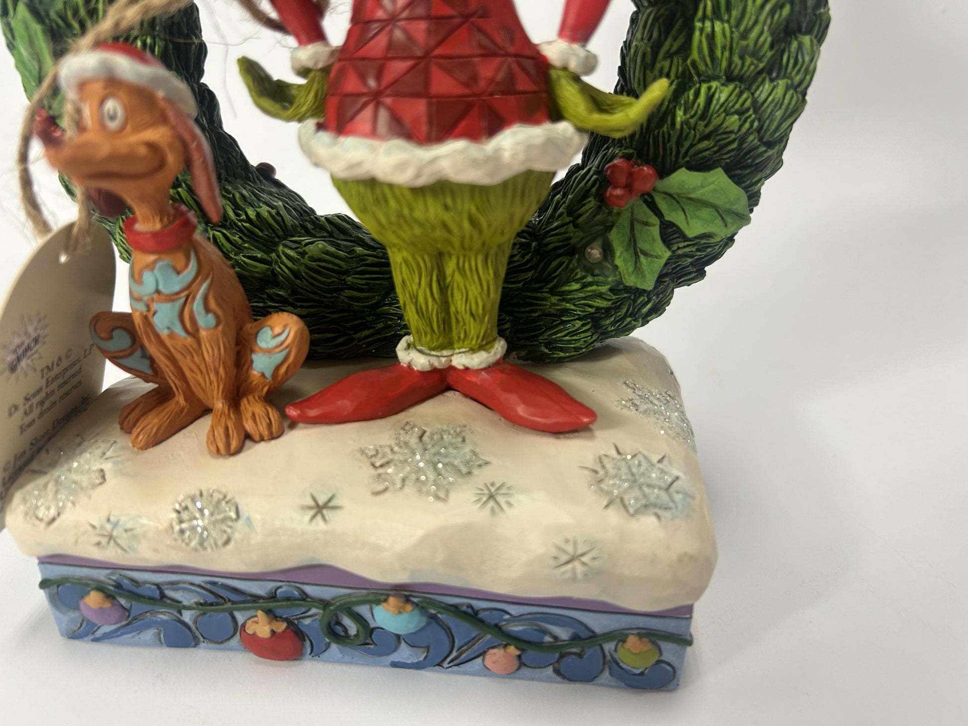 DAMAGED - Grinch & Max in Wreath Figurine - Country N More Gifts