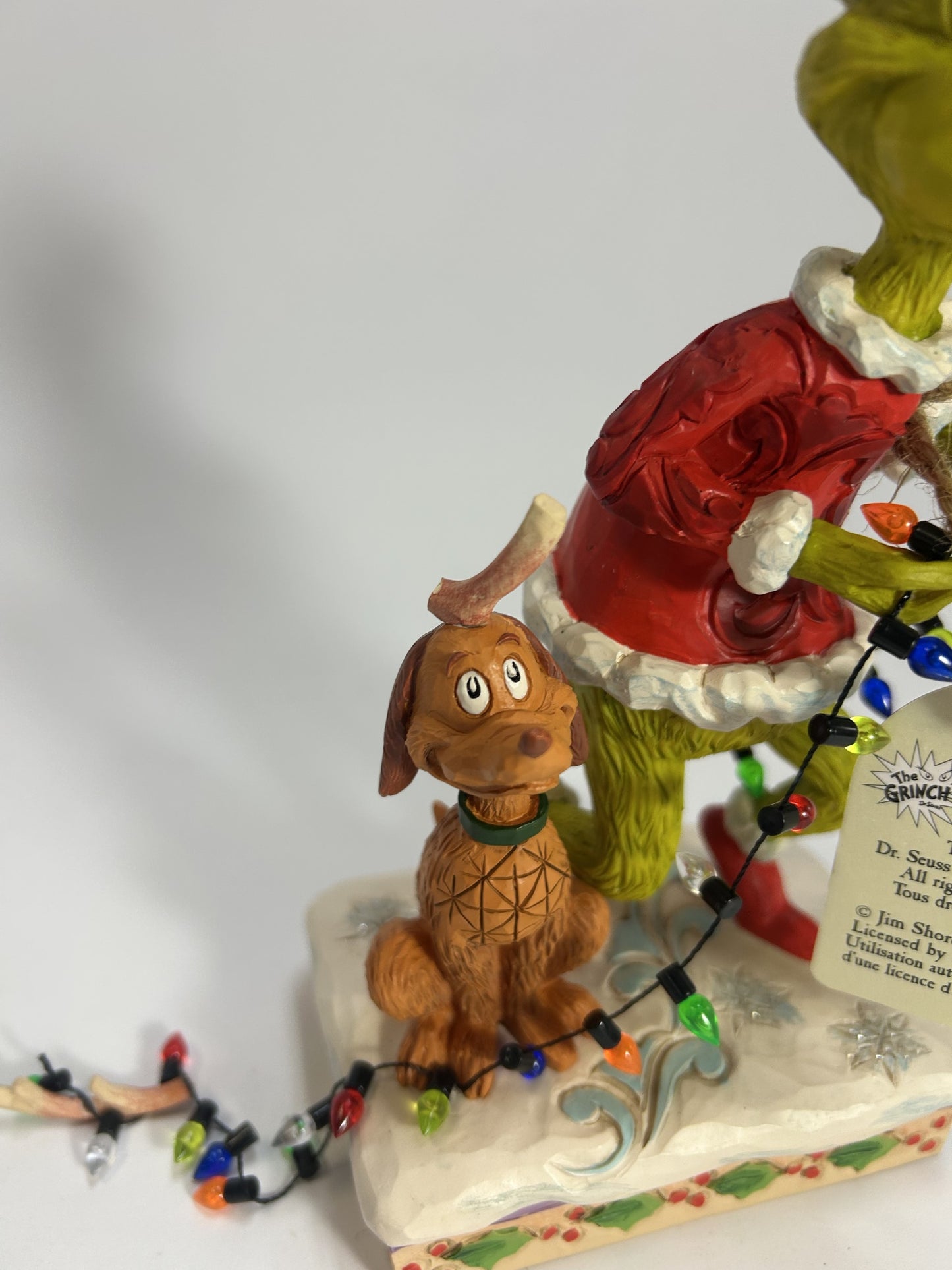 DAMAGED - Grinch and Max Wrapped in Lights - Country N More Gifts