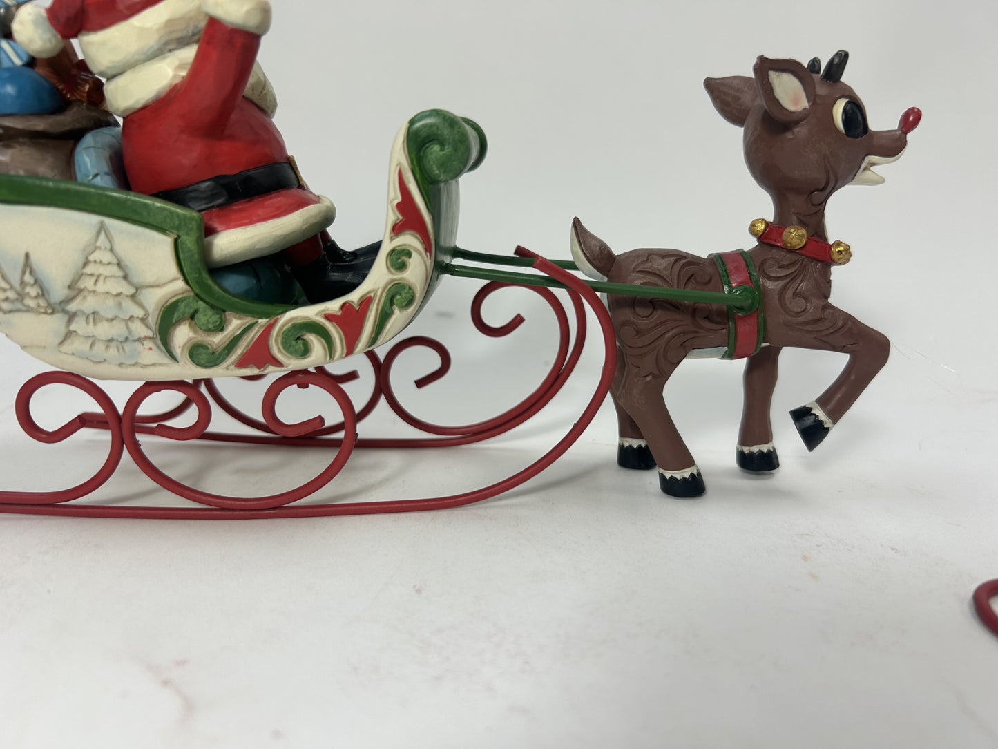 DAMAGED - Rudolph Pulling Santa in Sled - Country N More Gifts