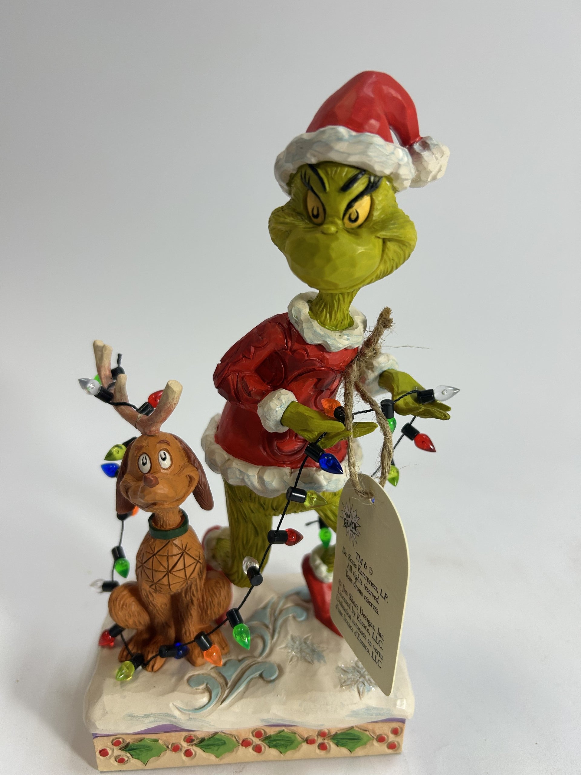 DAMAGED - Grinch and Max Wrapped in Lights - Country N More Gifts