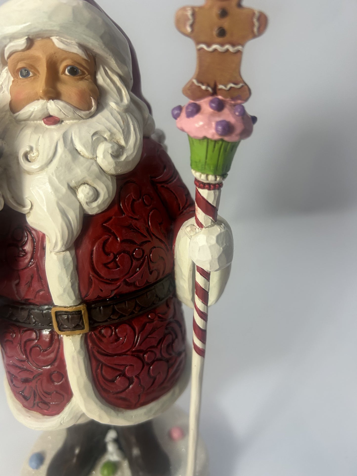 DAMAGED - Gingerbread Santa With Staff Figurine