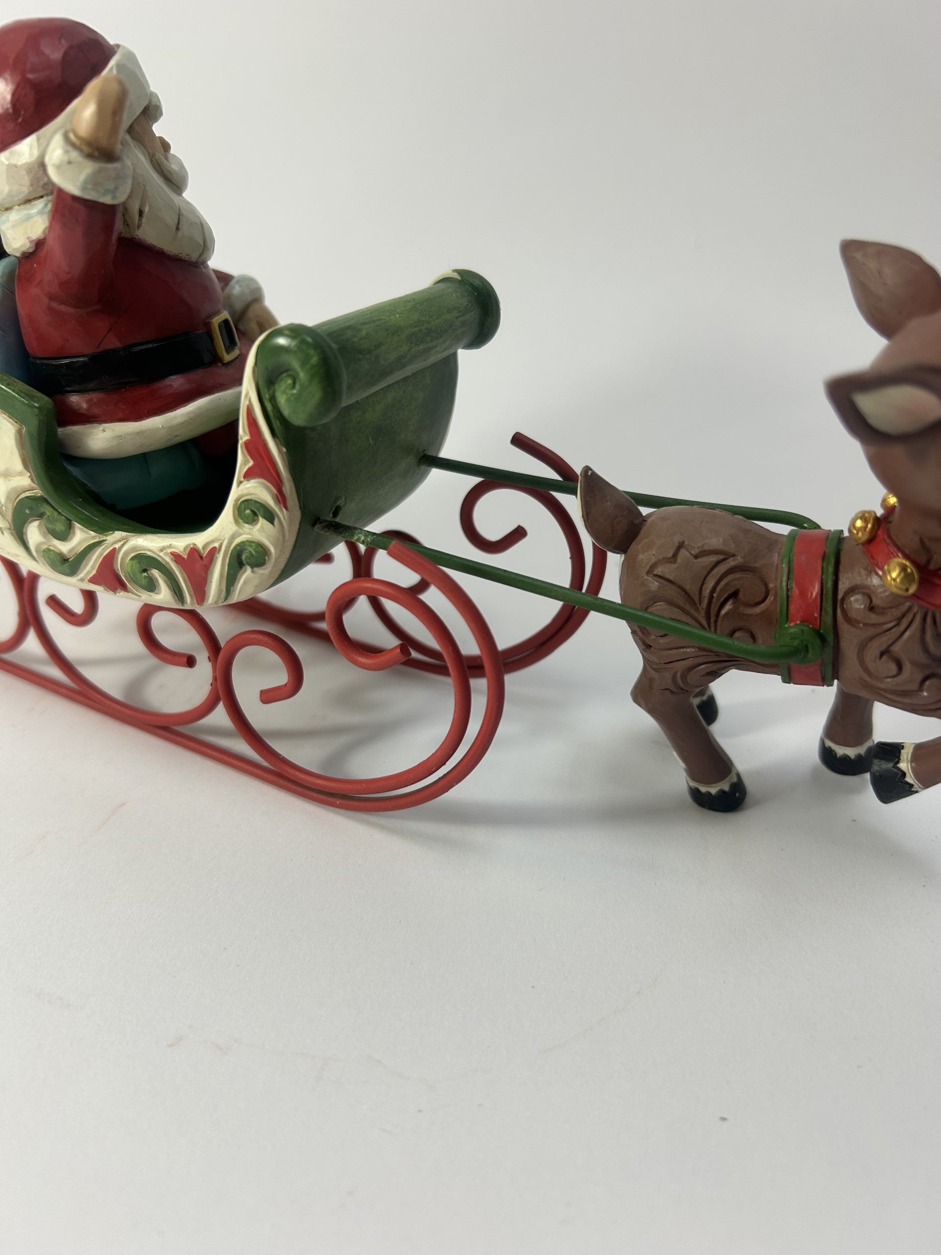 DAMAGED - Rudolph Pulling Santa in Sled - Country N More Gifts