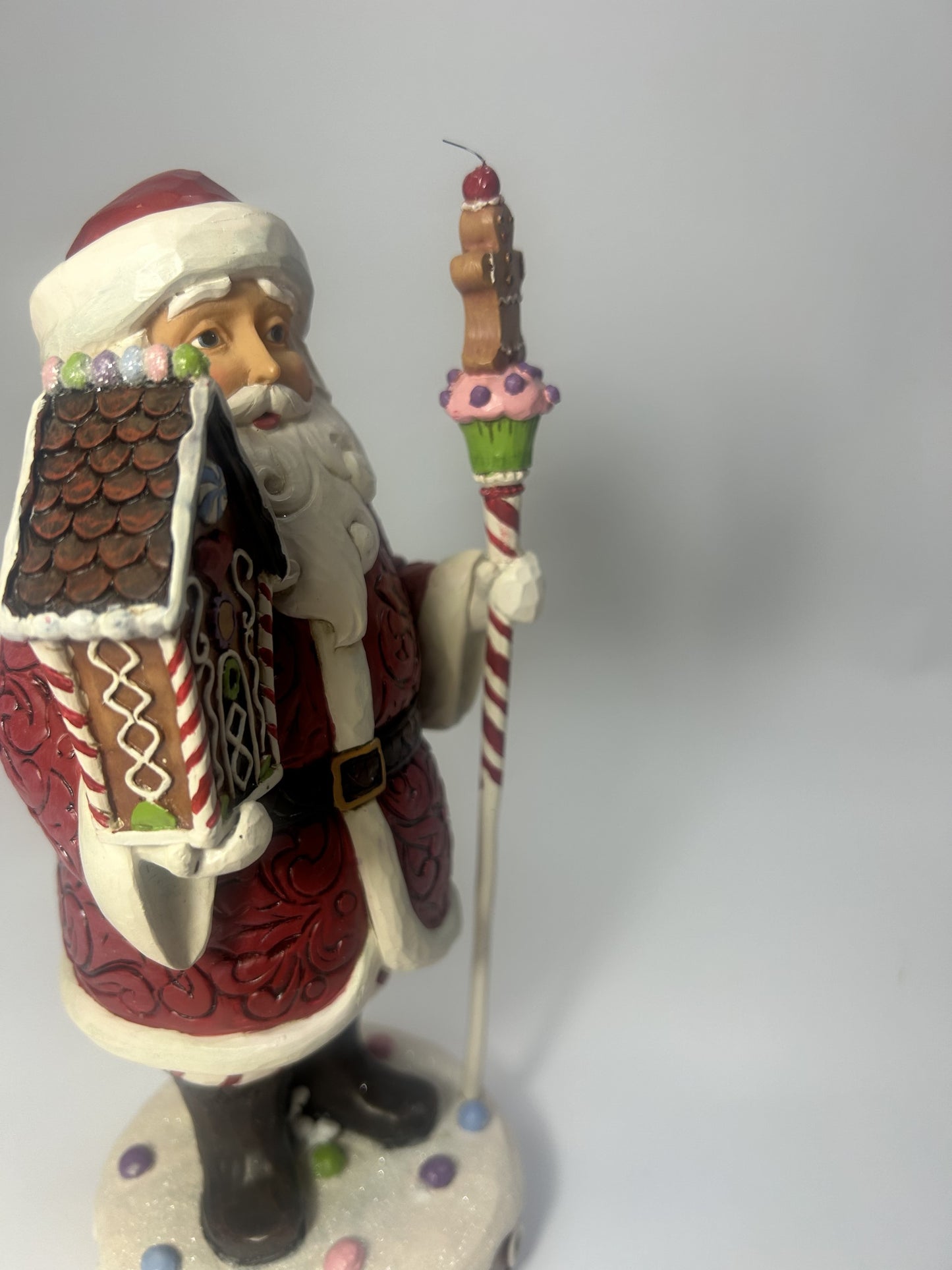 DAMAGED - Gingerbread Santa With Staff Figurine