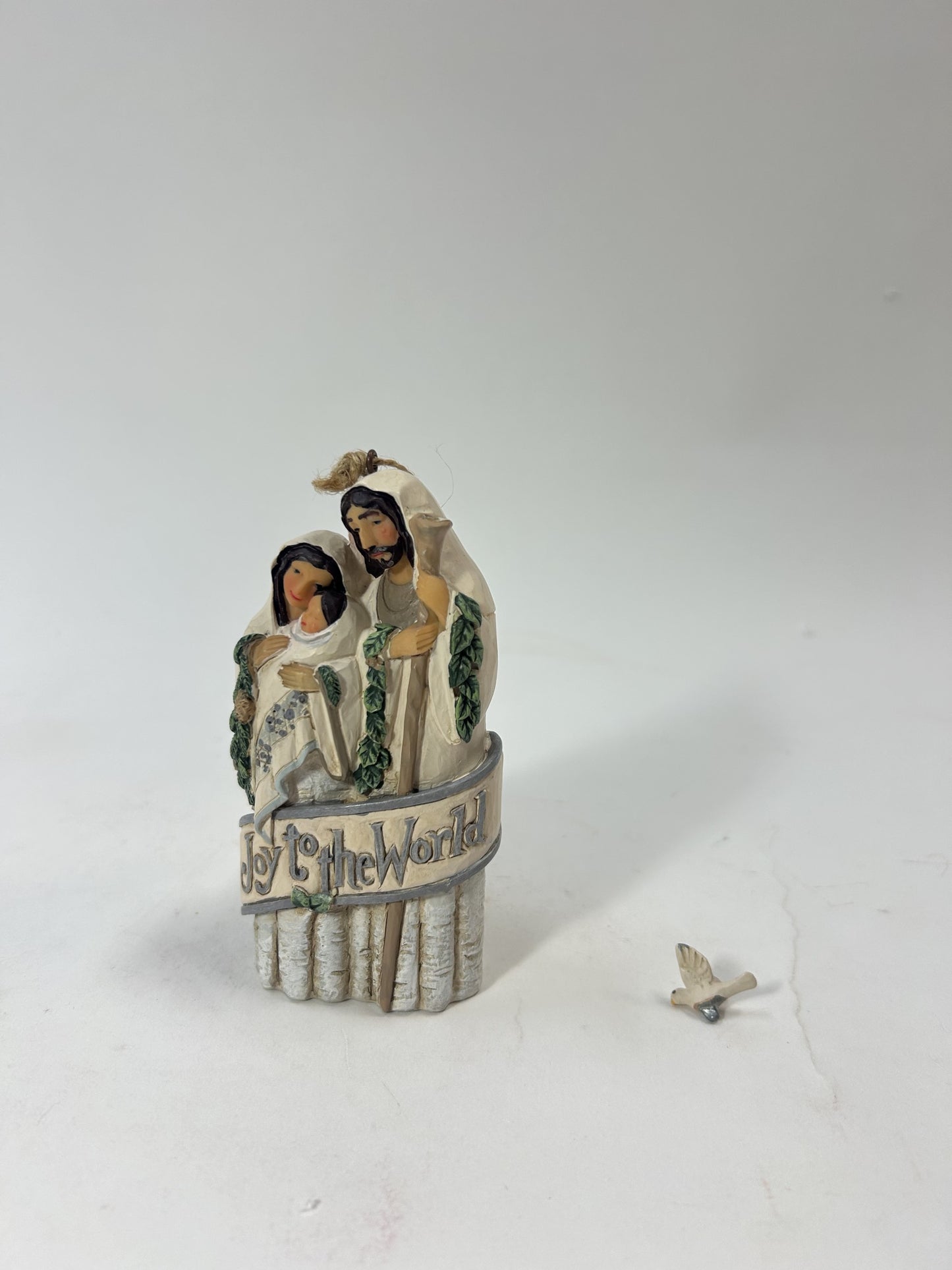 DAMAGED - White Woodland Holy Family Orn - Country N More Gifts