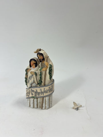 DAMAGED - White Woodland Holy Family Orn - Country N More Gifts