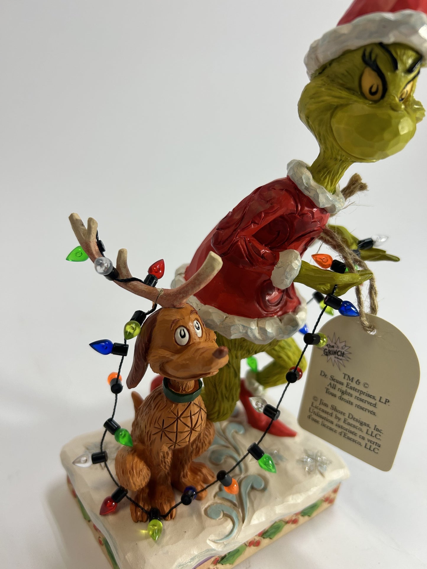 DAMAGED - Grinch and Max Wrapped in Lights - Country N More Gifts