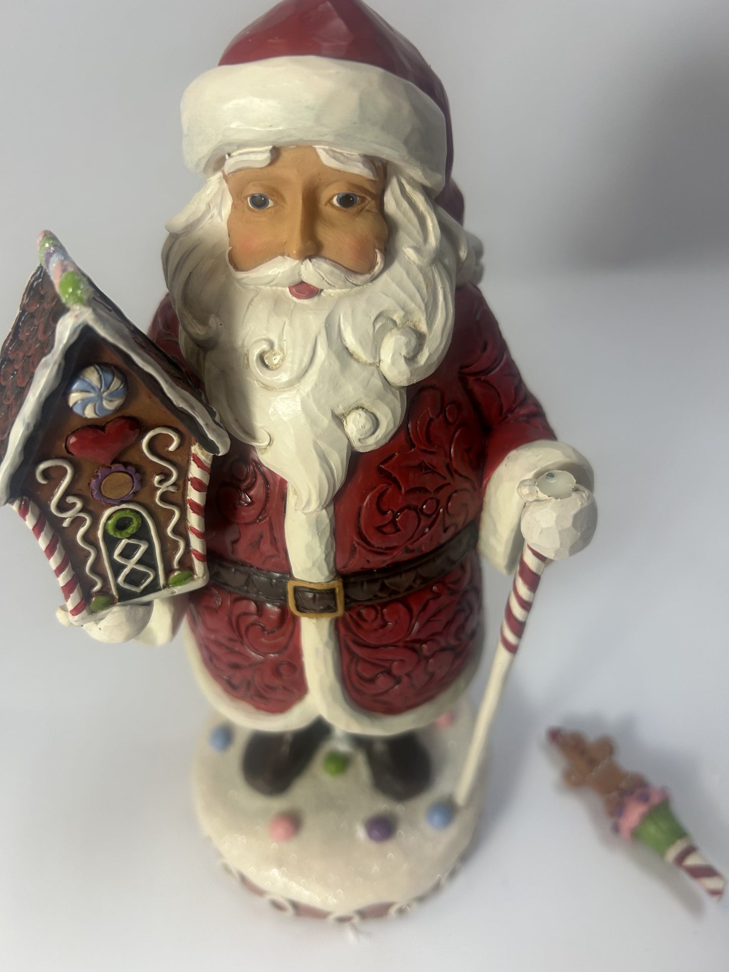 DAMAGED - Gingerbread Santa With Staff Figurine