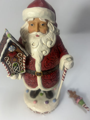 DAMAGED - Gingerbread Santa With Staff Figurine - Country N More Gifts