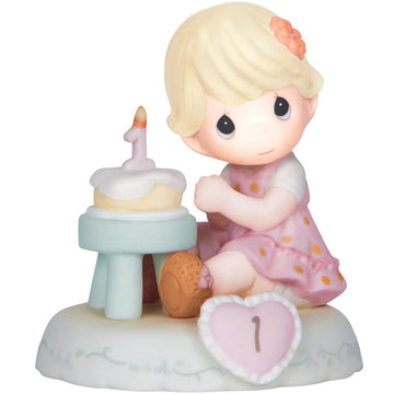 01 Age One Blonde - Girl With Cake Age 1  - Country N More Gifts