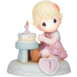 01 Age One Blonde - Girl With Cake Age 1  - Country N More Gifts