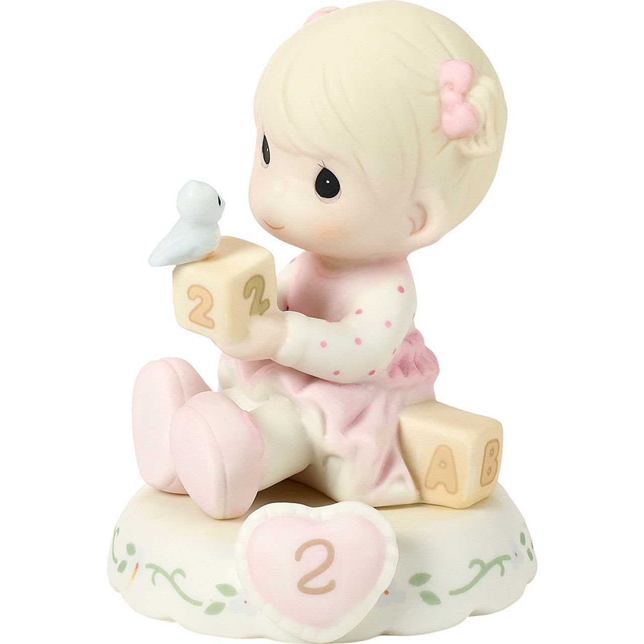 02 Age Two Blonde - Girl With Blocks Age 2  - Country N More Gifts
