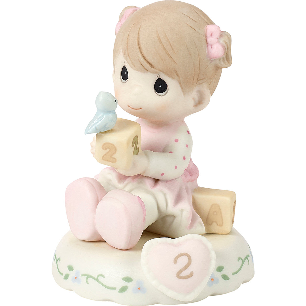 02 Age Two Brunette - Girl With Blocks Age 2  - Country N More Gifts