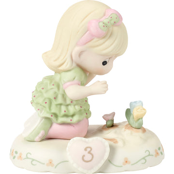 03 Age Three Blonde - Girl With Flowers Age 3  - Country N More Gifts