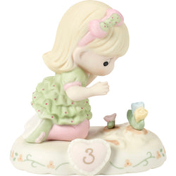 03 Age Three Blonde - Girl With Flowers Age 3  - Country N More Gifts