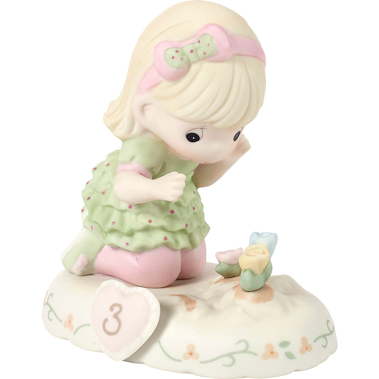 03 Age Three Blonde - Girl With Flowers Age 3  - Country N More Gifts