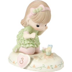 03 Age Three Brunette - Girl With Flowers Age 3  - Country N More Gifts