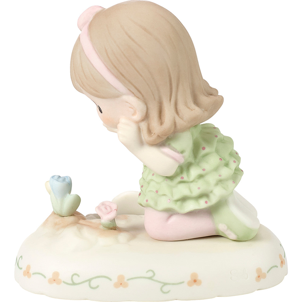 03 Age Three Brunette - Girl With Flowers Age 3  - Country N More Gifts