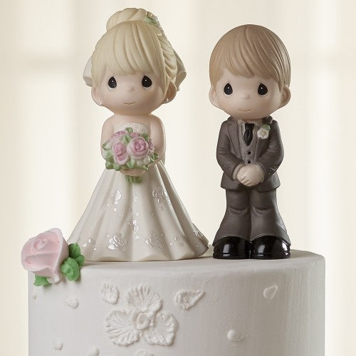 Mix and Match Wedding Cake Topper/Bride Figurine, Blonde Hair, Light Skin Tone, Porcelain  - Country N More Gifts