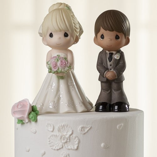 Mix and Match Wedding Cake Topper/Bride Figurine, Blonde Hair, Light Skin Tone, Porcelain  - Country N More Gifts
