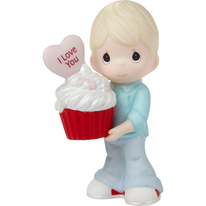 You Bake Me Happy Blond Boy holding cupcake