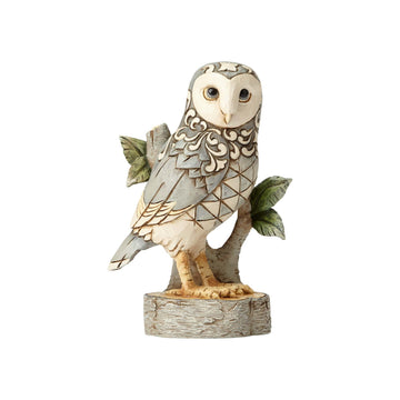 Wisdom Begins With Wonder - White Woodland Owl on Branch  - Country N More Gifts