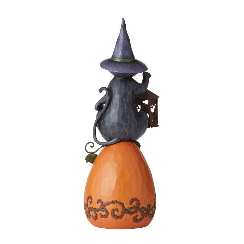 Black Cat Lited Pumpkin Statue - 21 Inch Tall  - Country N More Gifts