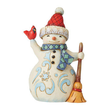NO BOX - Lift Your Spirits - Snowman Holding Cardinal Pint Sized - Country N More Gifts