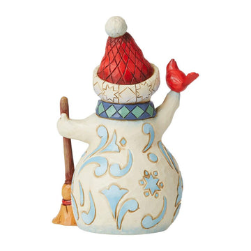 NO BOX - Lift Your Spirits - Snowman Holding Cardinal Pint Sized - Country N More Gifts