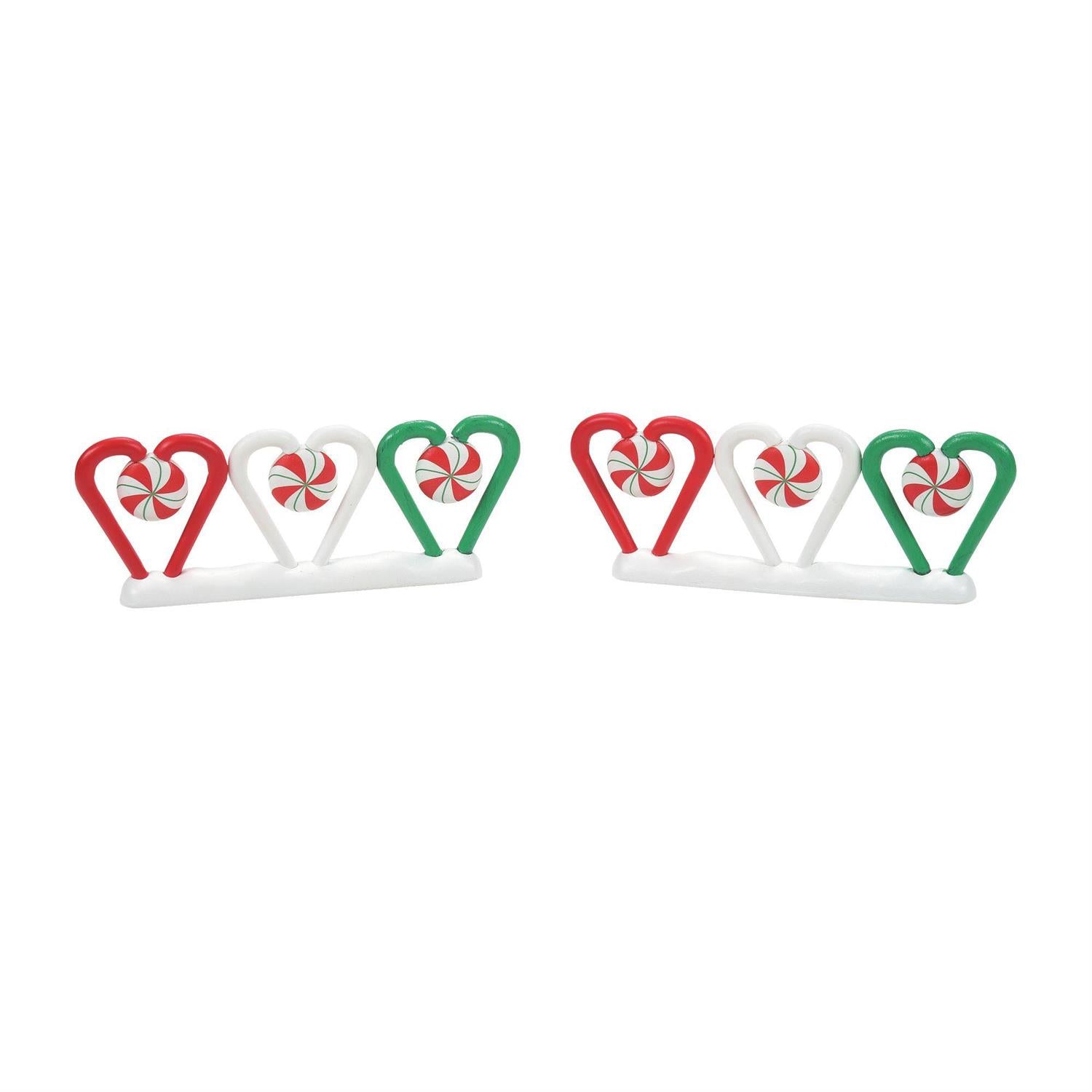 BOX DAMAGE - Candy Cane Fence Set of 2 - Country N More Gifts
